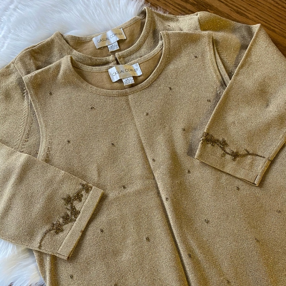 Gold beaded sweater set - size L